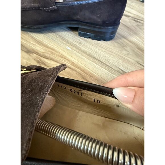 Gucci Mens Dark Brown Chocolate Suede Gold Horse-bit Buckle Loafers Size 10 - Picture 9 of 14